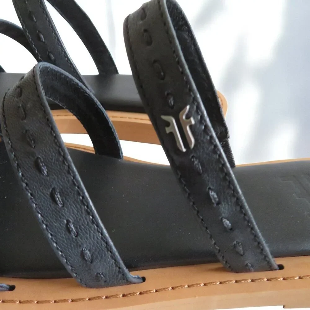 FRYE - Faye Strappy Slide Leather Sandal, Size 8M, Black - NWT